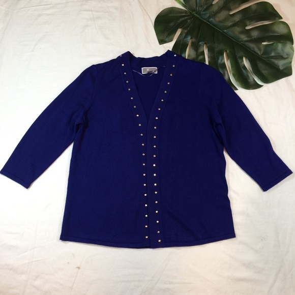 JM COLLECTION | studded open cardigan sweater - Picture 1 of 9